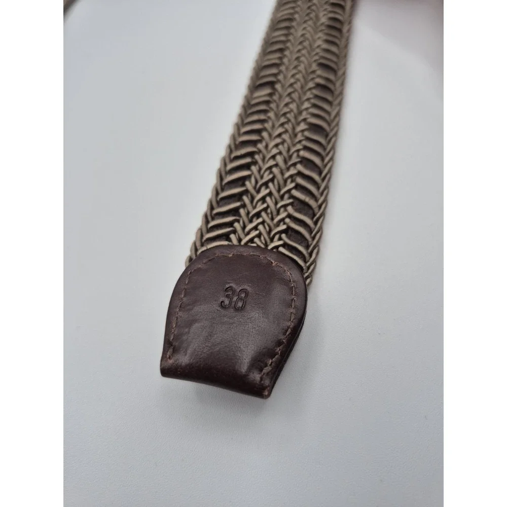 Torino Belt Mens 38 Brown Tan Leather Braided Woven Casual